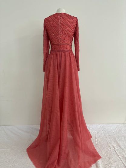 PINK ANKLE LENGTH GOWN WITH DETACHABLE SKIRT